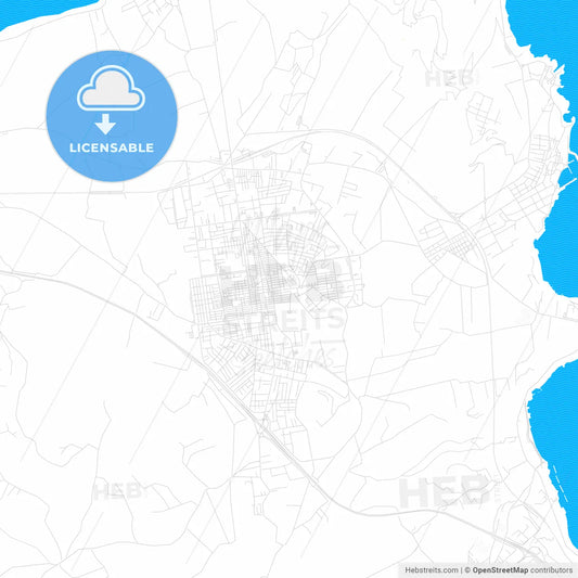 Bagheria, Italy PDF vector map with water in focus