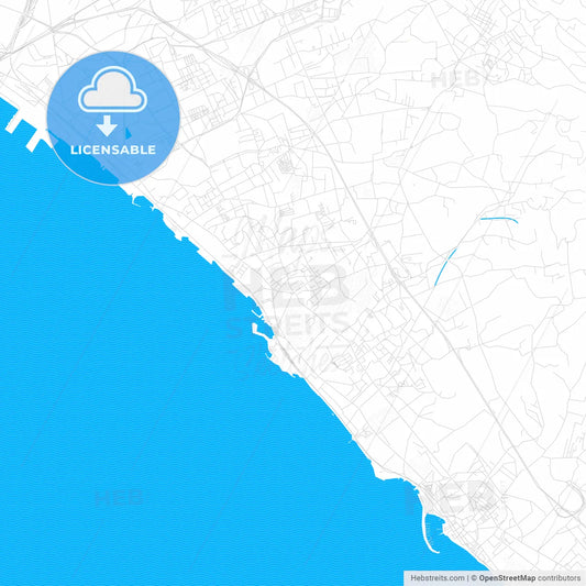 Portici, Italy PDF vector map with water in focus