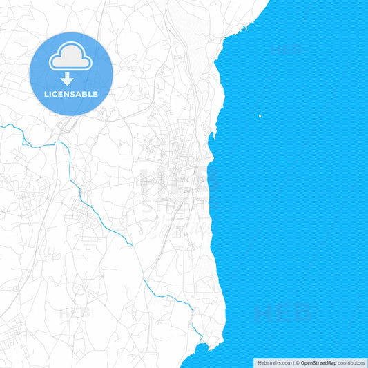 Acireale, Italy PDF vector map with water in focus