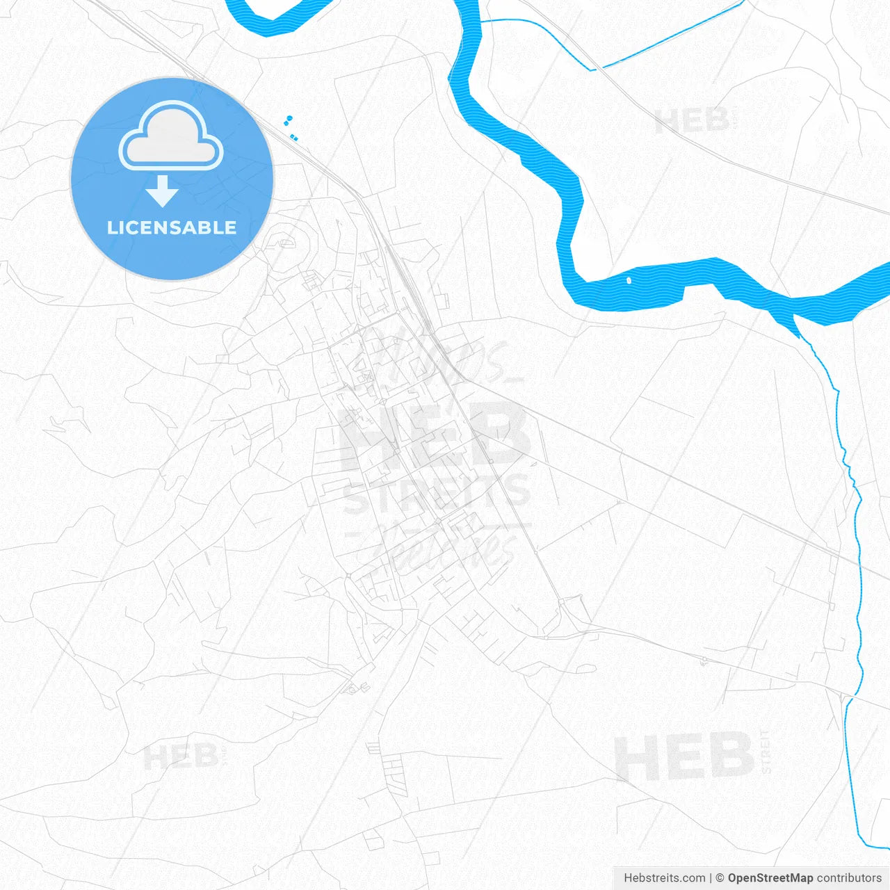 Deva, Romania PDF vector map with water in focus
