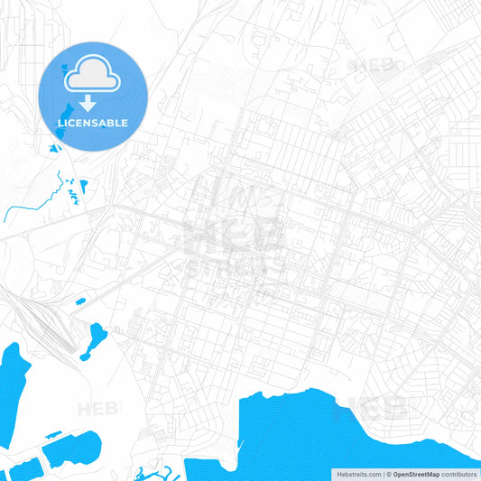 Berezniki, Russia PDF vector map with water in focus