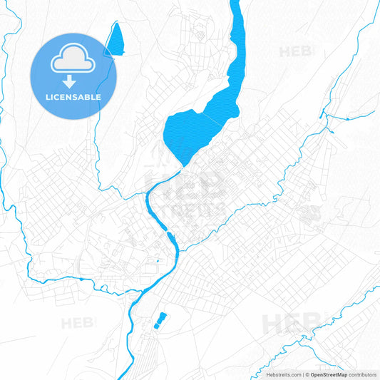 Beloretsk, Russia PDF vector map with water in focus