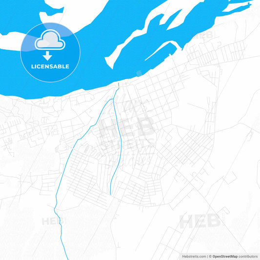 Chistopol, Russia PDF vector map with water in focus