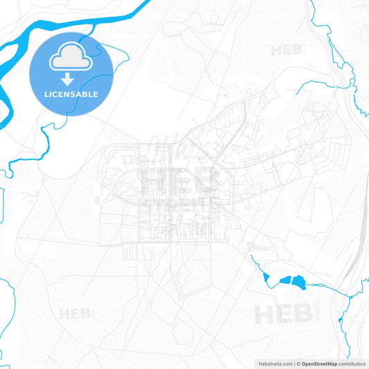 Neryungri, Russia PDF vector map with water in focus