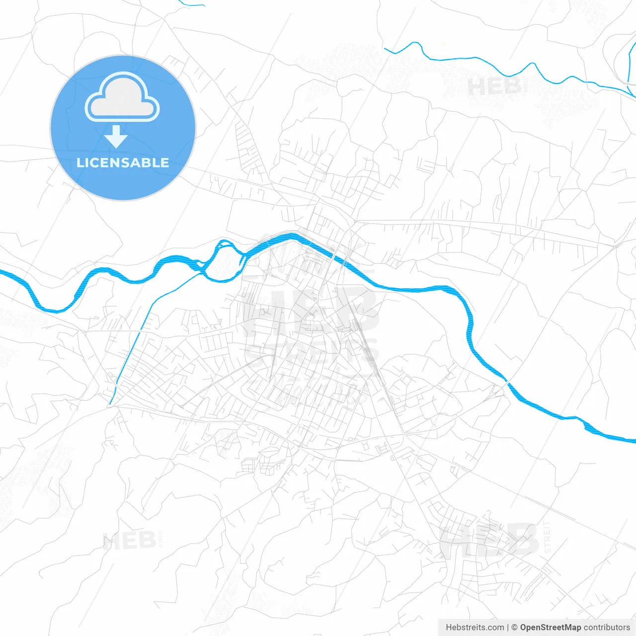 Čačak, Serbia PDF vector map with water in focus