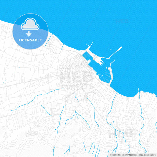 Denia, Spain PDF vector map with water in focus