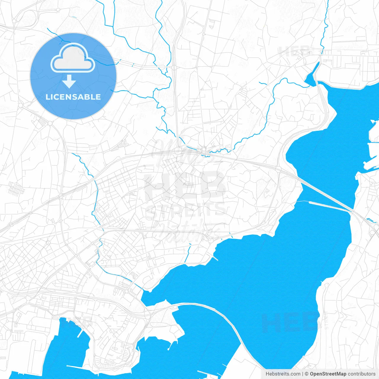 Narón, Spain PDF vector map with water in focus
