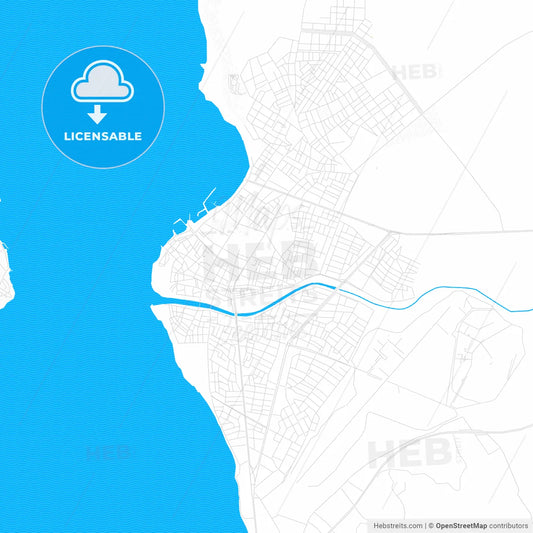 Çanakkale, Turkey PDF vector map with water in focus