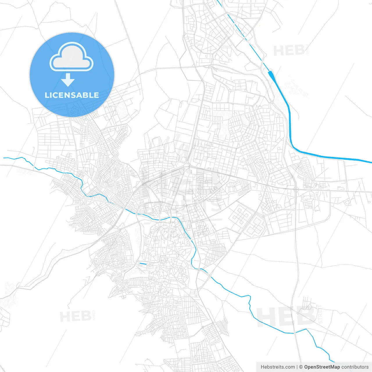 Karaköprü, Turkey PDF vector map with water in focus