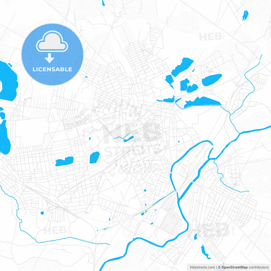 Sloviansk, Ukraine PDF vector map with water in focus