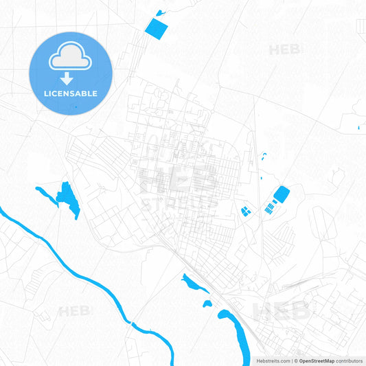 Rubizhne, Ukraine PDF vector map with water in focus