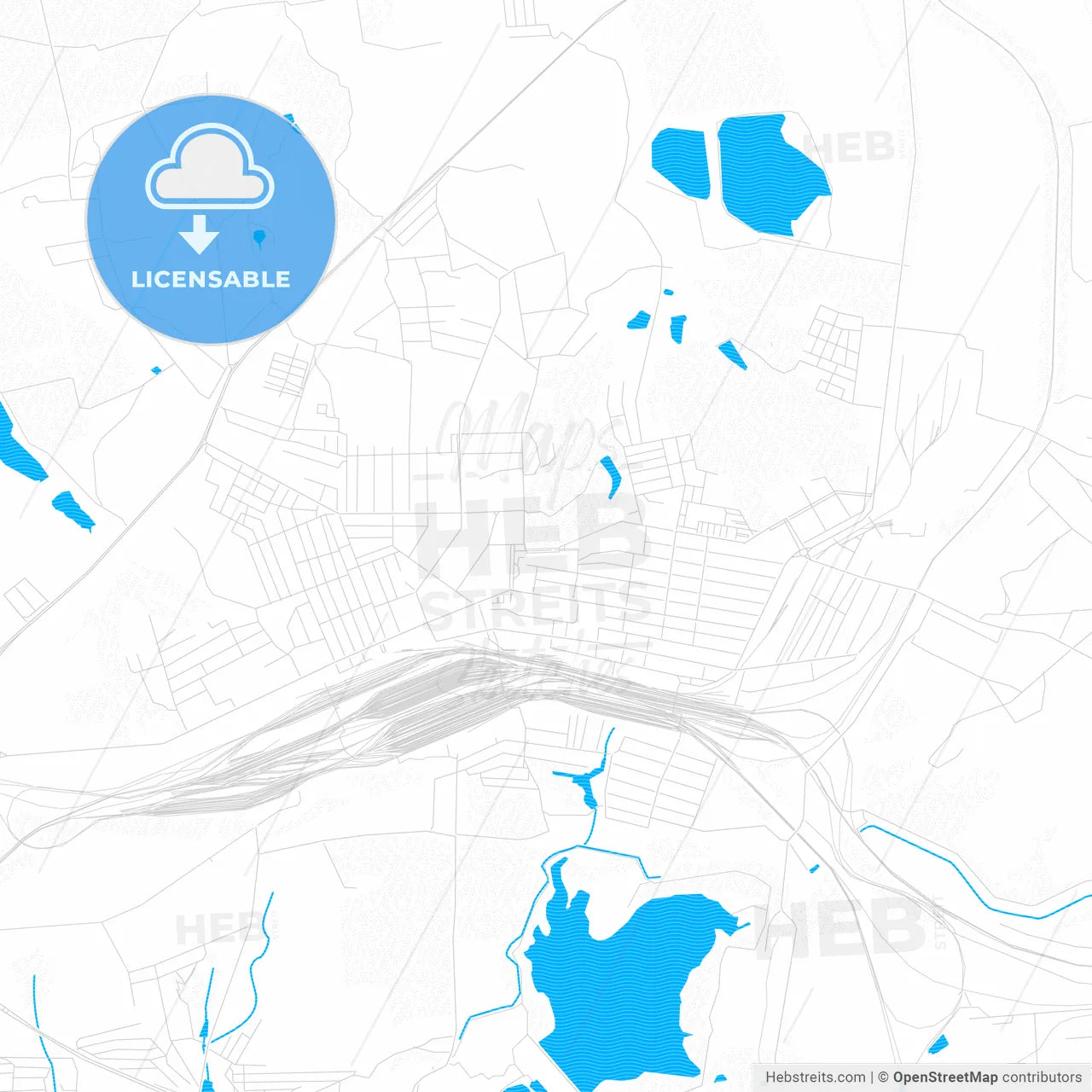 Yasynuvata, Ukraine PDF vector map with water in focus