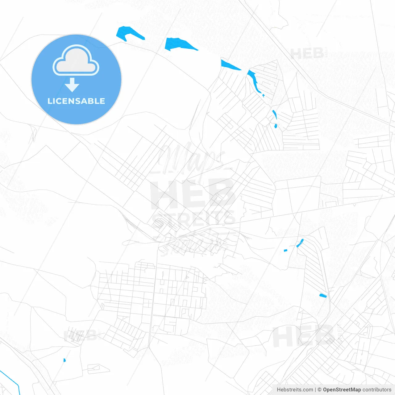 Toretsk, Ukraine PDF vector map with water in focus