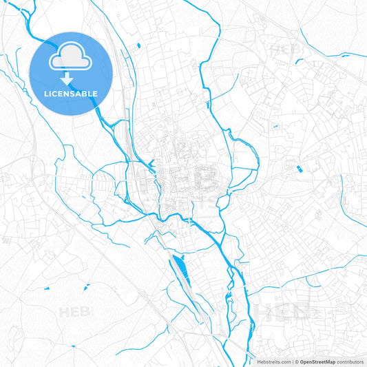 Oxford, England PDF vector map with water in focus