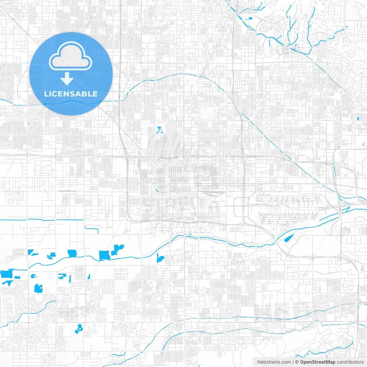 Phoenix, Arizona, United States, PDF vector map with water in focus