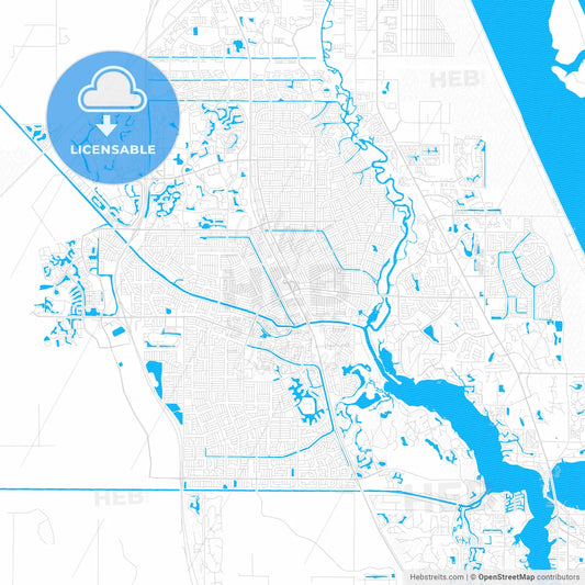 Port St. Lucie, Florida, United States, PDF vector map with water in focus
