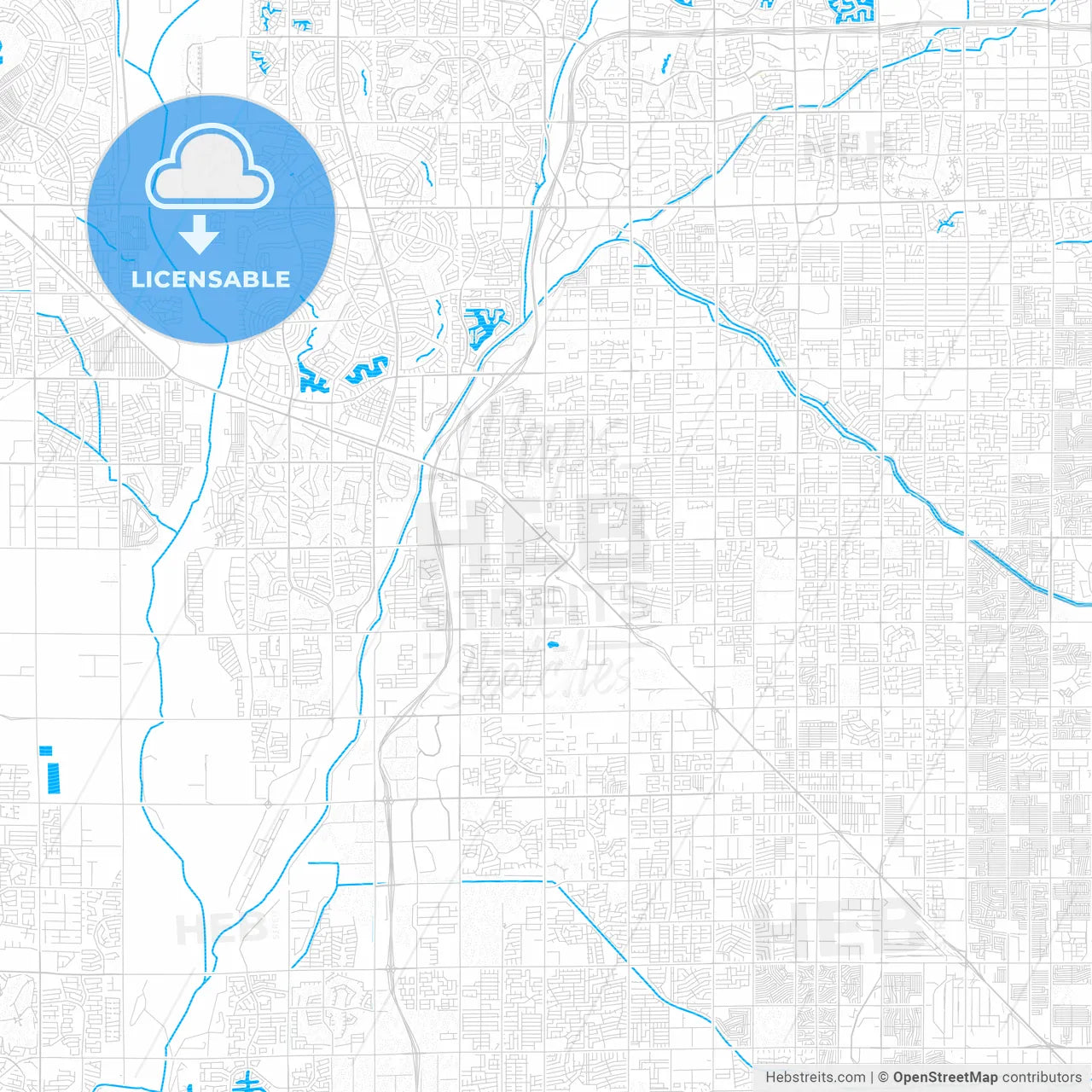 Peoria, Arizona, United States, PDF vector map with water in focus