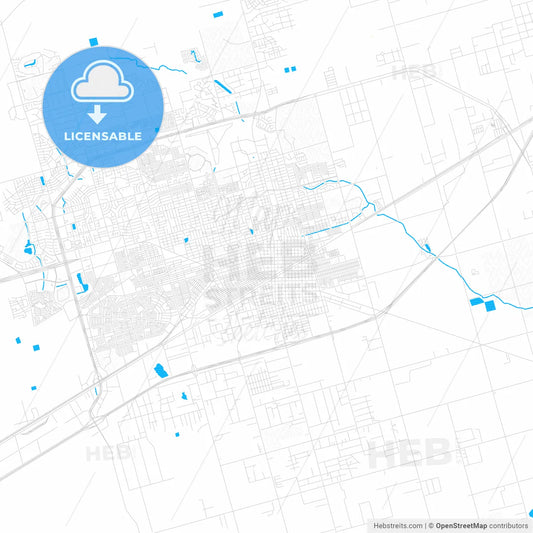 Midland, Texas, United States, PDF vector map with water in focus