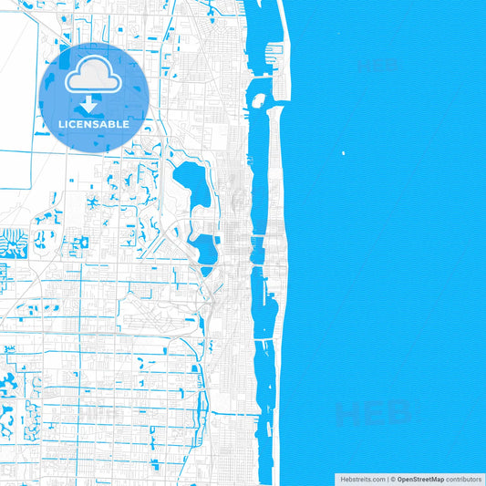 West Palm Beach, Florida, United States, PDF vector map with water in focus