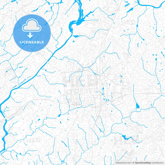 Sandy Springs, Georgia, United States, PDF vector map with water in focus