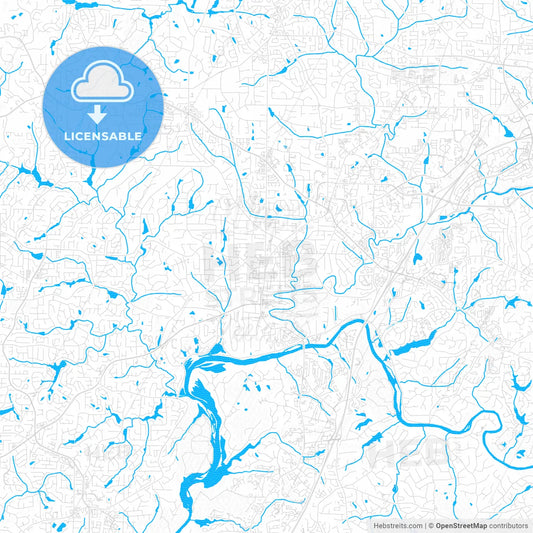 Roswell, Georgia, United States, PDF vector map with water in focus