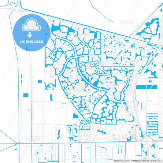 Weston, Florida, United States, PDF vector map with water in focus