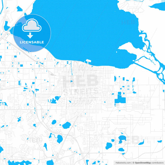 Sanford, Florida, United States, PDF vector map with water in focus
