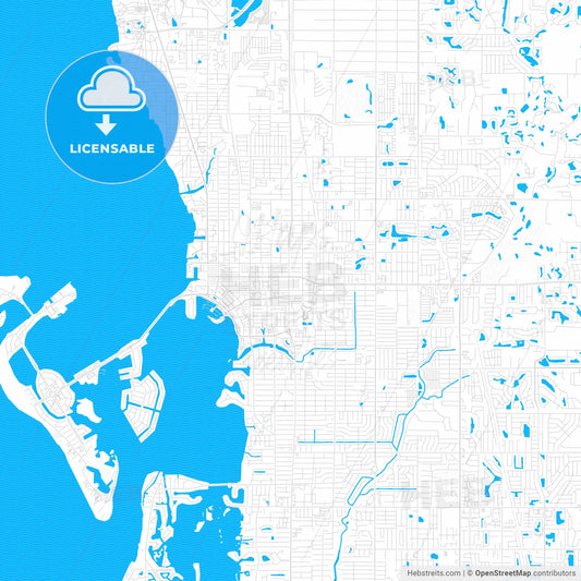Sarasota, Florida, United States, PDF vector map with water in focus