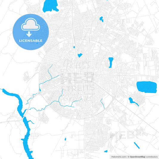 Feira de Santana, Brazil PDF vector map with water in focus