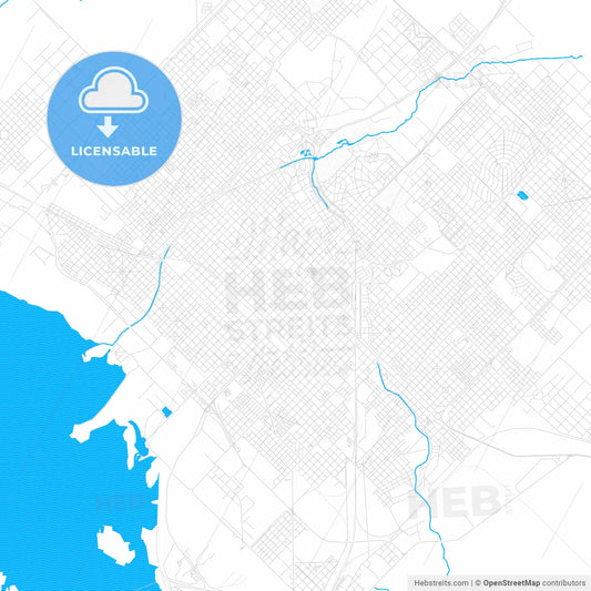 Bahia Blanca, Argentina PDF vector map with water in focus