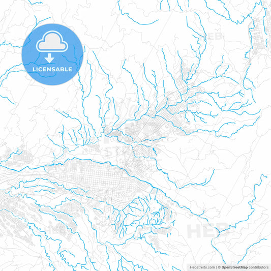 Dosquebradas, Colombia PDF vector map with water in focus