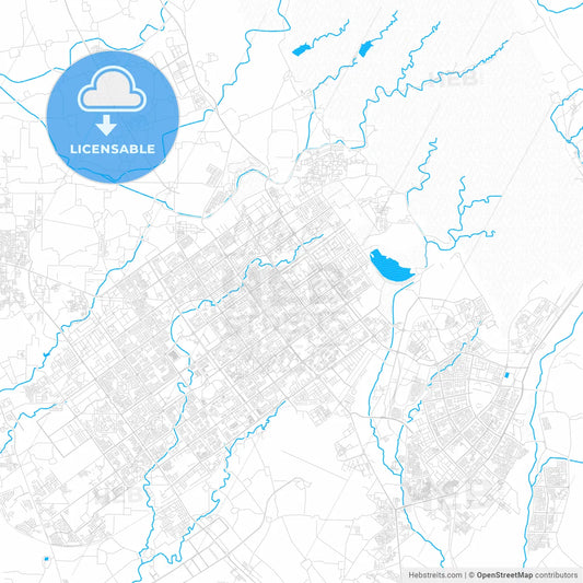 Chandigarh, India PDF vector map with water in focus