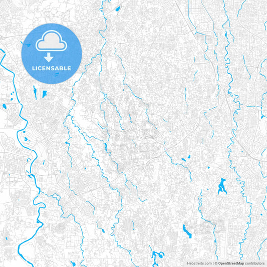 South Tangerang, Indonesia PDF vector map with water in focus