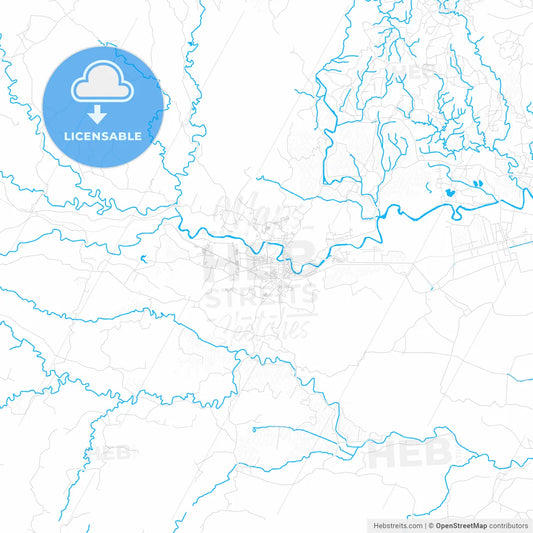 Banjar, Indonesia PDF vector map with water in focus
