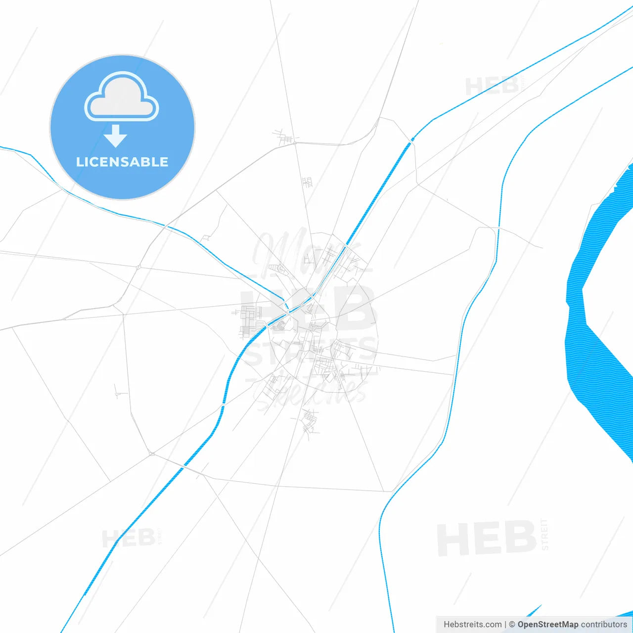 Larkana, Pakistan PDF vector map with water in focus
