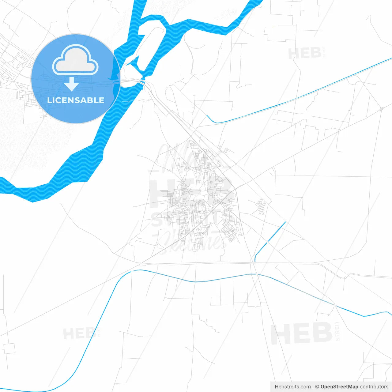 Chiniot, Pakistan PDF vector map with water in focus
