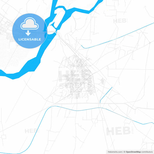 Chiniot, Pakistan PDF vector map with water in focus