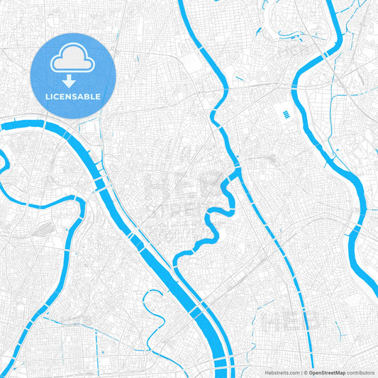 Katsushika, Japan PDF vector map with water in focus