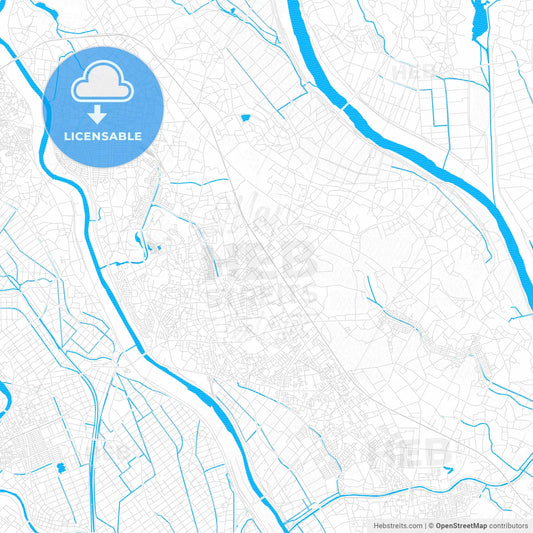 Noda, Japan PDF vector map with water in focus