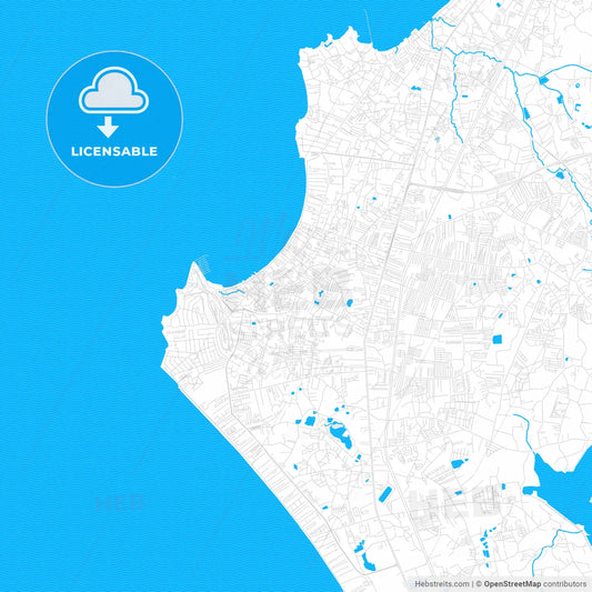 Pattaya, Thailand PDF vector map with water in focus