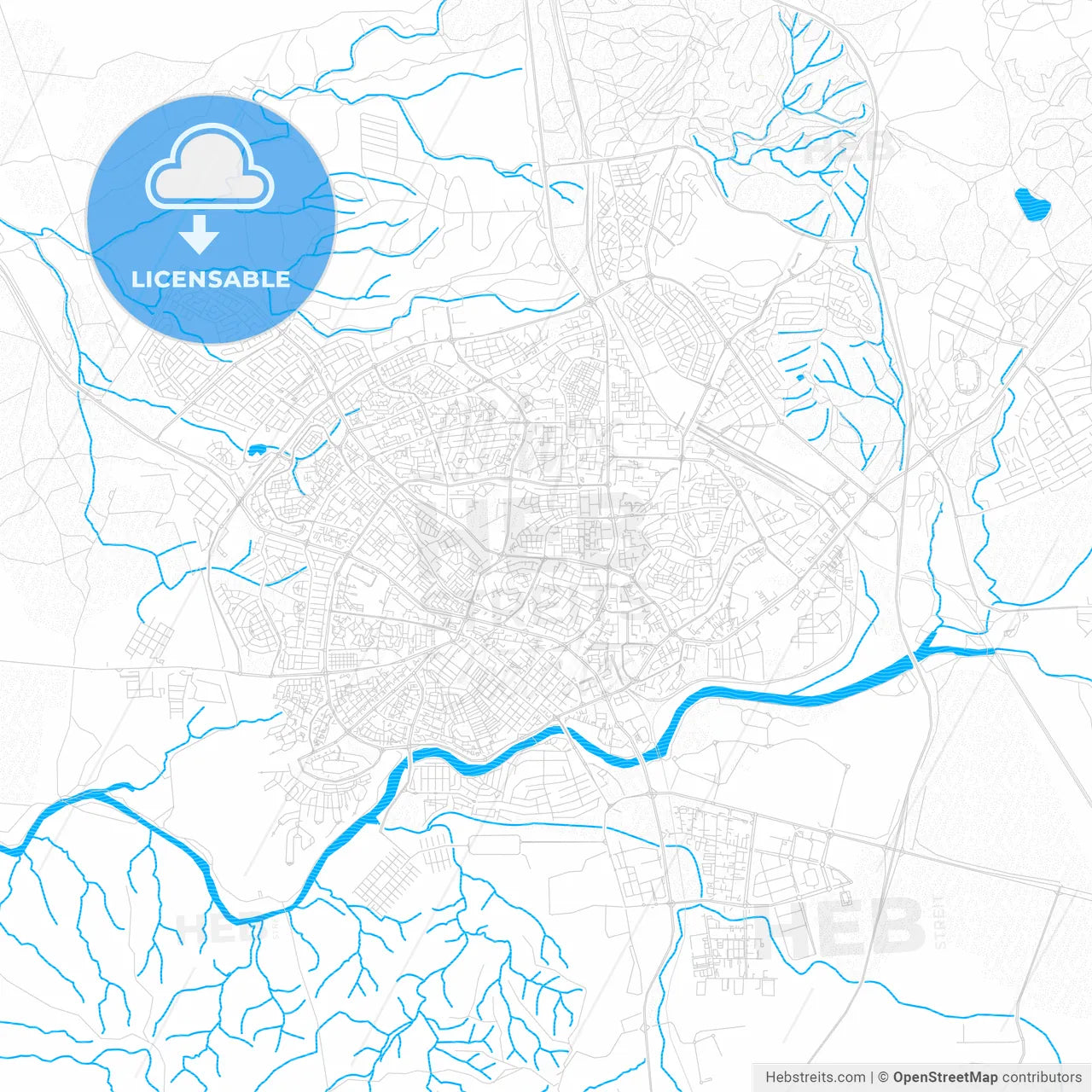 Beersheba, Israel PDF vector map with water in focus