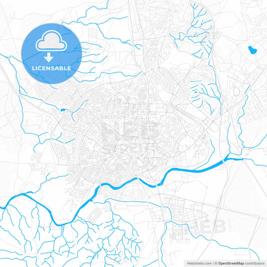 Beersheba, Israel PDF vector map with water in focus