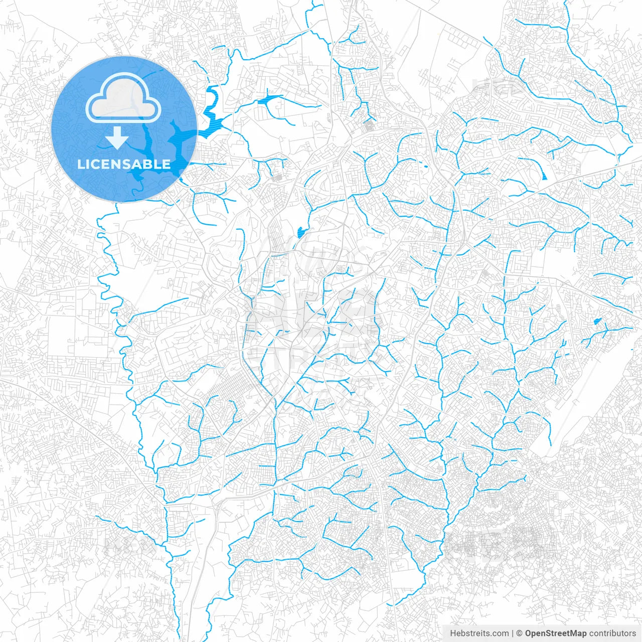 Ibadan, Nigeria PDF vector map with water in focus