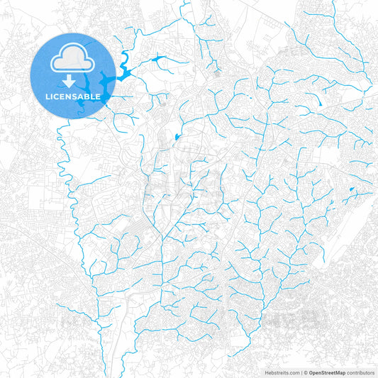 Ibadan, Nigeria PDF vector map with water in focus