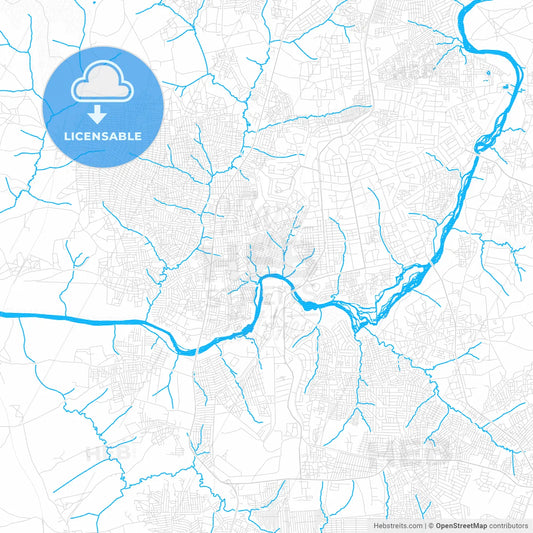 Kaduna, Nigeria PDF vector map with water in focus