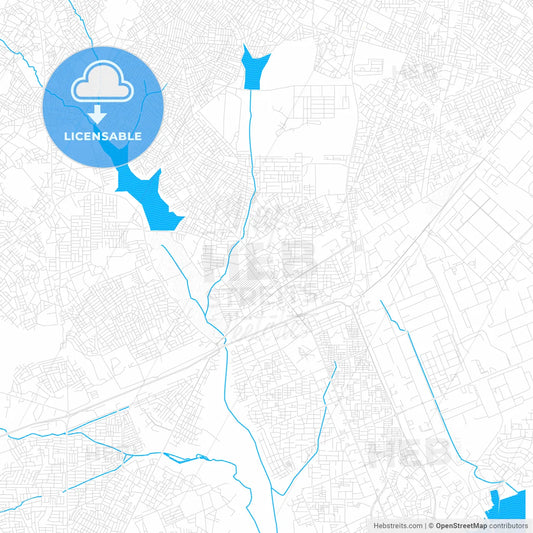 Atsiaman, Ghana PDF vector map with water in focus