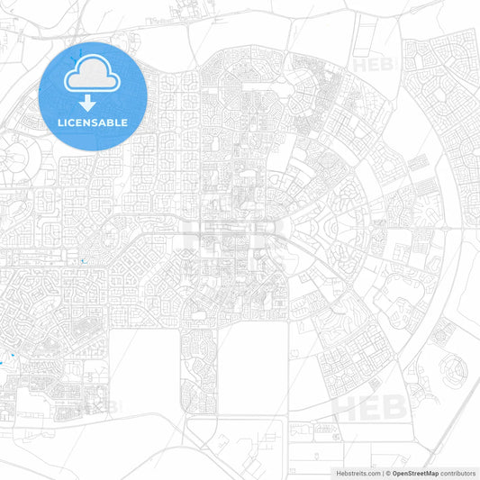 New Cairo, Egypt PDF vector map with water in focus