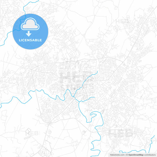 Osogbo, Nigeria PDF vector map with water in focus