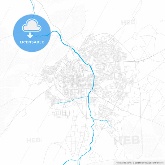 Djelfa, Algeria PDF vector map with water in focus