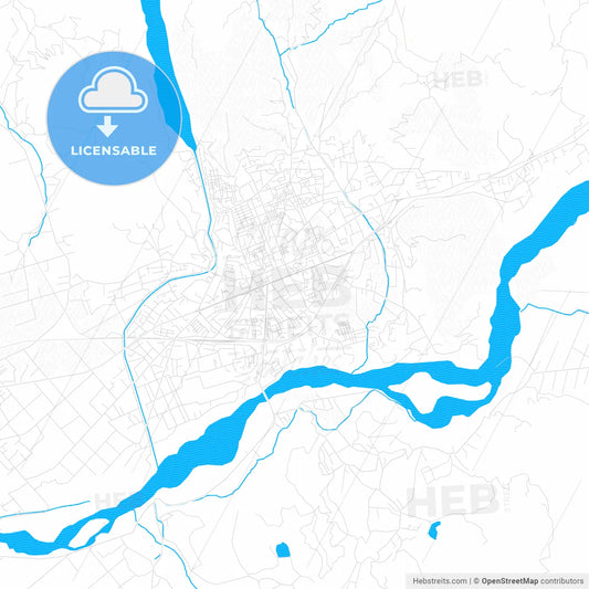 Elbasan, Albania PDF vector map with water in focus